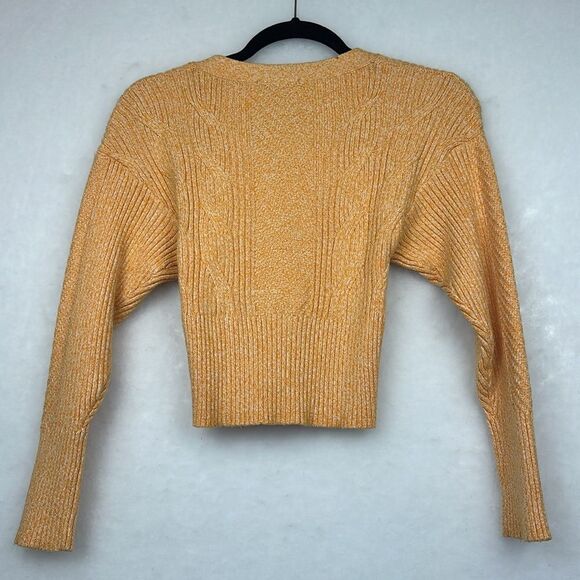 Express KNITTED BUTTON-FRONT CARDIGAN CROPPED CABLE SWEATER SZ XS - Picture 6 of 9